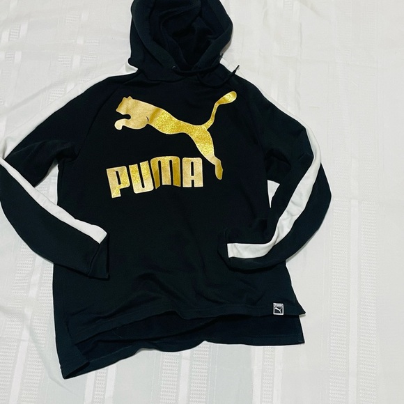 Puma Black Hoodie with Gold Logo - Picture 1 of 6